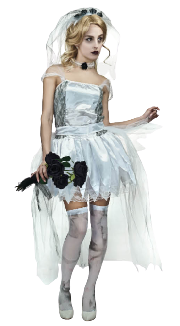 Adult Ghost Zombie Corpse Bride Fancy Dress Up Halloween Book Week Costume - XS/S (Height 155-165cm)