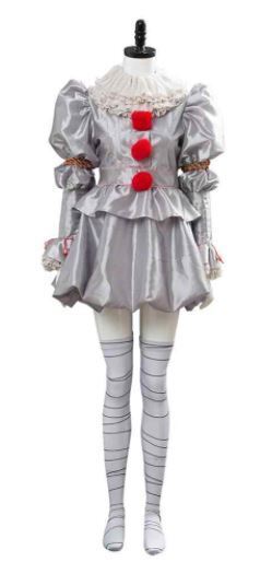 Womens Stephen Kings It Pennywise Evil Clown Halloween Scary Costume Outfit