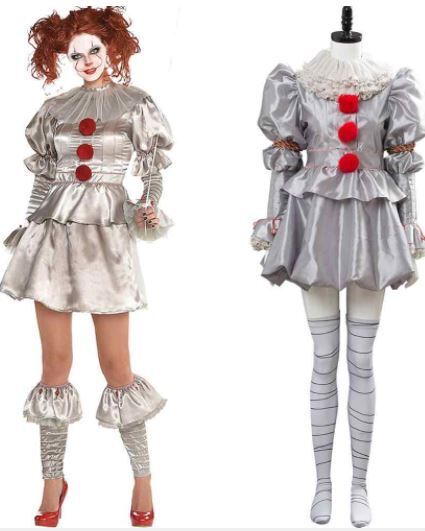 Womens Stephen Kings It Pennywise Evil Clown Halloween Scary Costume Outfit