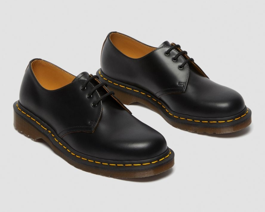 Dr. Martens Vintage 1461 3 Eye Leather Shoes Black Quilon - Made in England