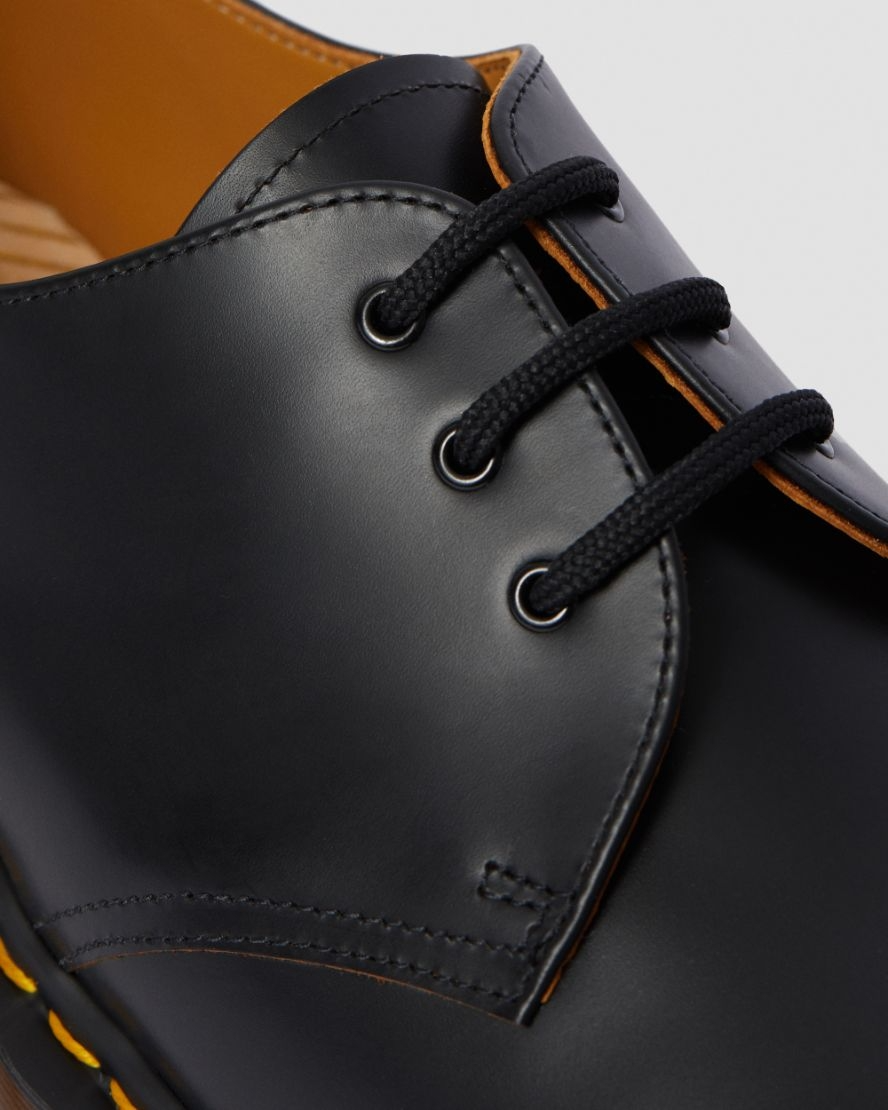 Dr. Martens Vintage 1461 3 Eye Leather Shoes Black Quilon - Made in England