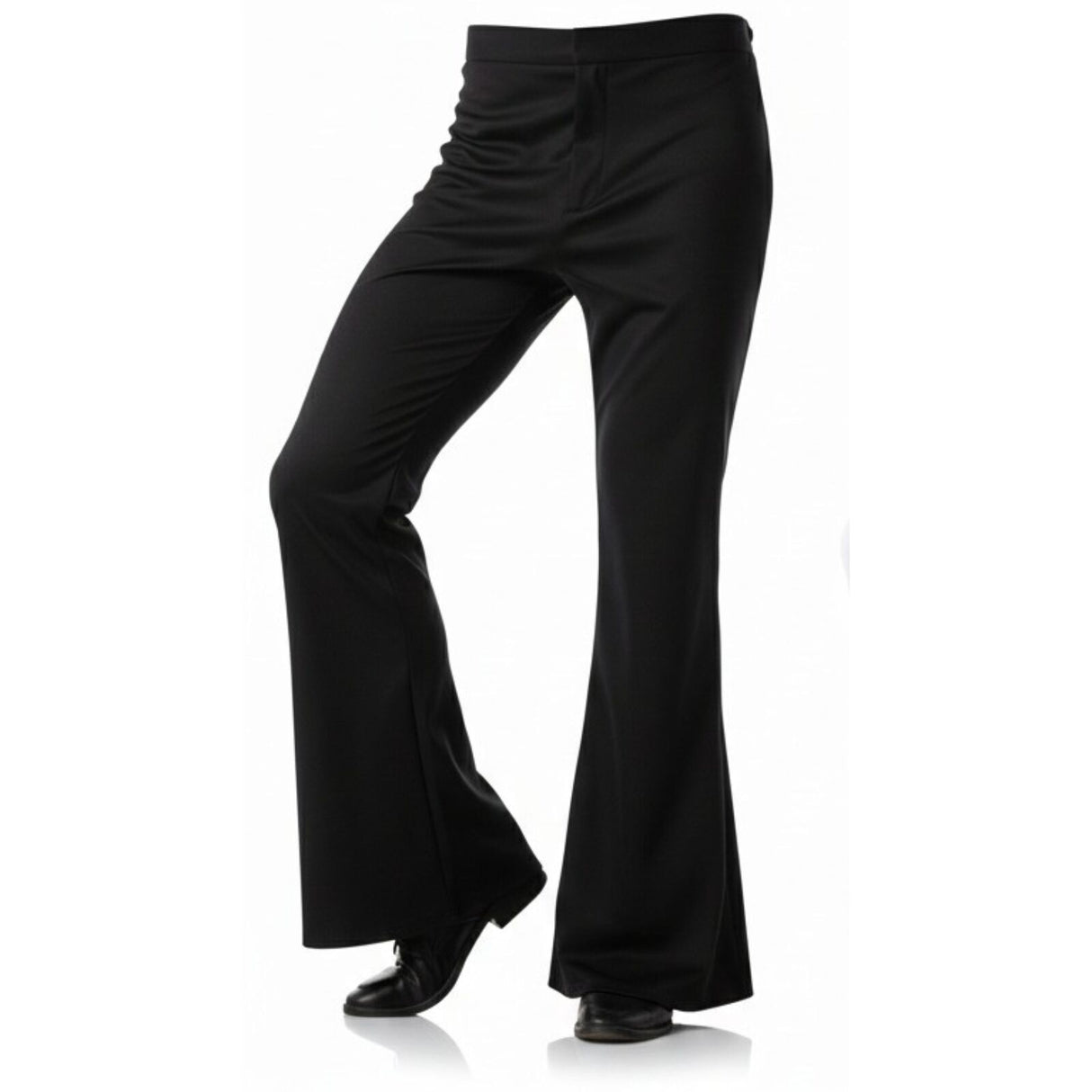 Mens 70s Retro Disco Flare Pants/Trousers - Black (Dance Costume for Halloween & Fancy Dress Party)