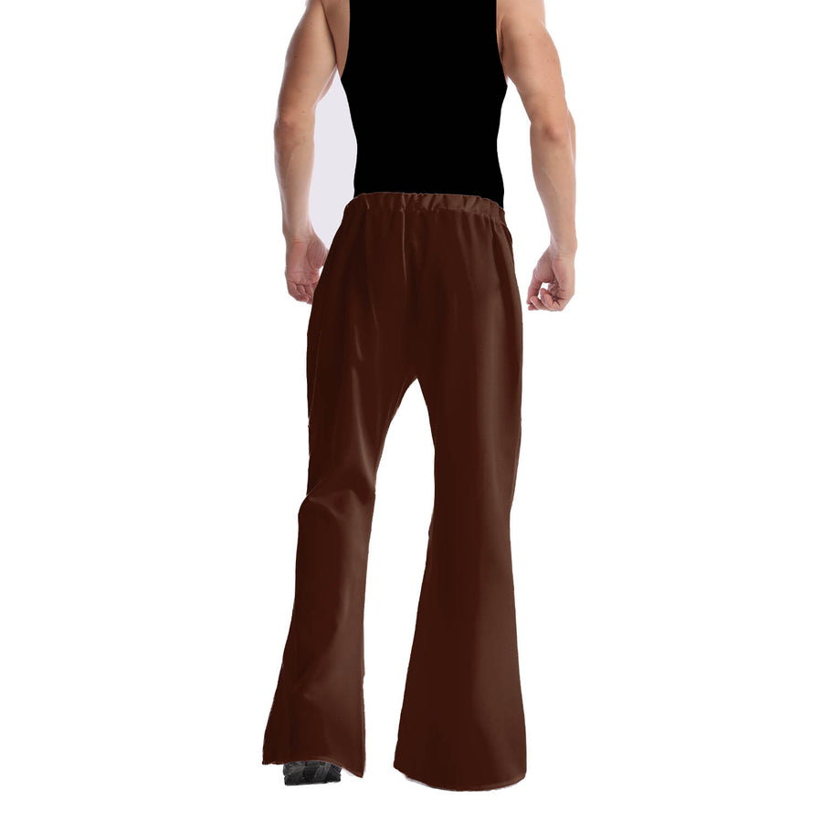 Mens 70s Retro Disco Flare Pants/Trousers - Brown (Dance Costume for Halloween & Fancy Dress Party)