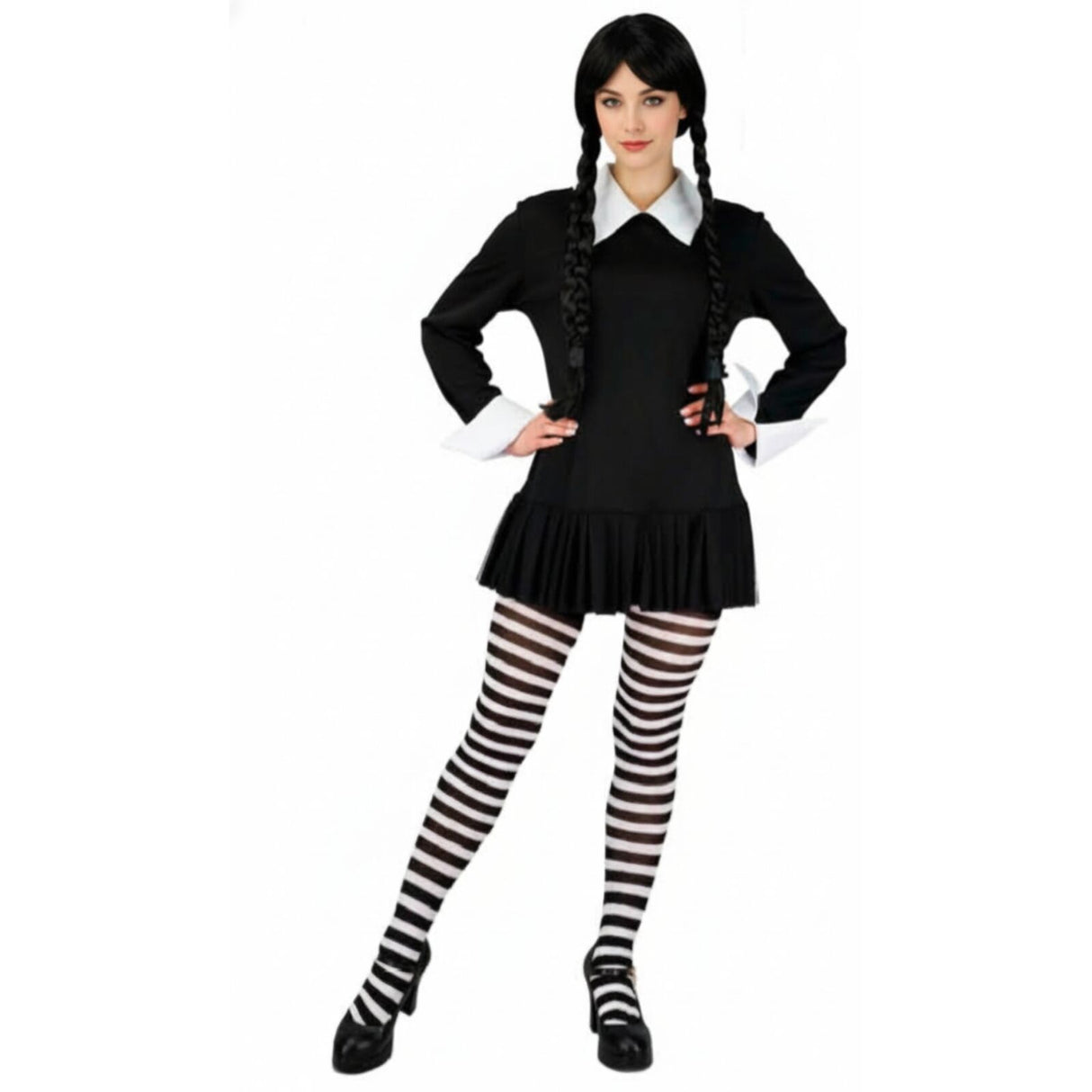 Wednesday The Addams Family Cosplay Halloween Costume Masquerade - M/L (Height 165-175cm)