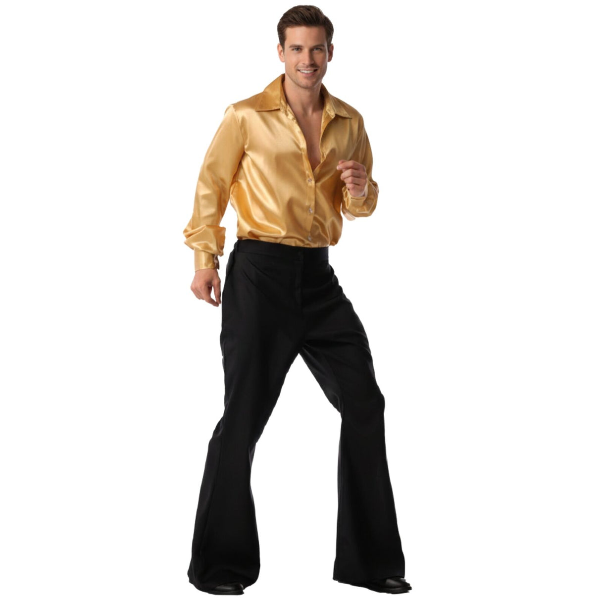 Mens 70s Deluxe Retro Disco Flare Trousers Pants Costume Dancer Dance - Green
