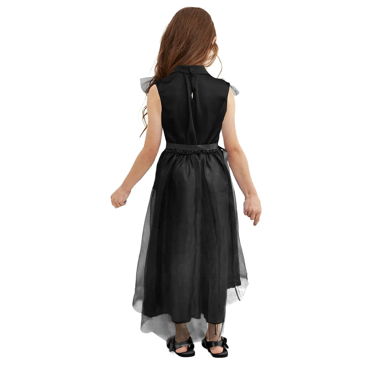 Childrens Black Prom Dress Party Costume Wednesday Addams Family Halloween in Black