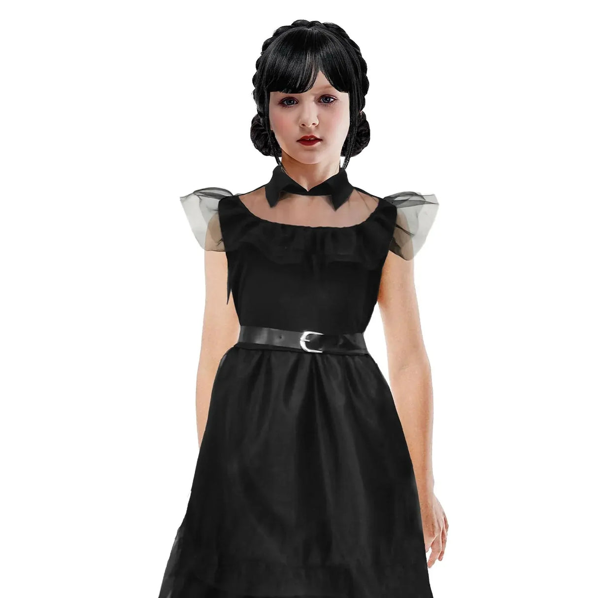Childrens Black Prom Dress Party Costume Wednesday Addams Family Halloween in Black