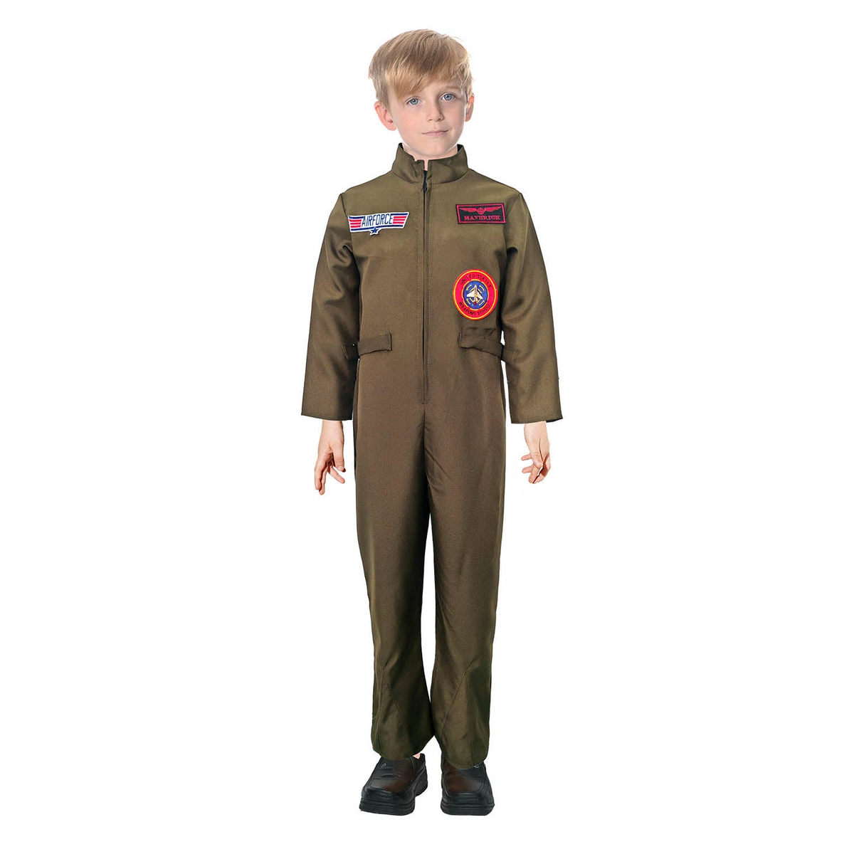 Kids Air Force Fighter Pilot Costume - Top Gun Army Outfit - Brown