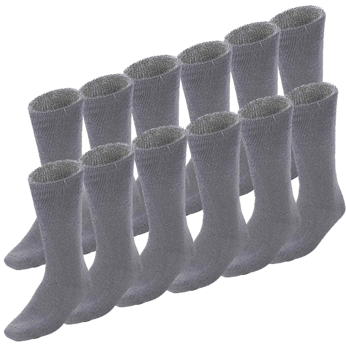 12 Pairs Bamboo Work Socks Bulk Pack - Charcoal Grey (Mens Heavy Duty Thick Socks w/ Cushion)