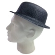 12x GLITTER BOWLER HAT Fancy Party Plastic Costume Cap Fun Dress Up Sparkle BULK - Black