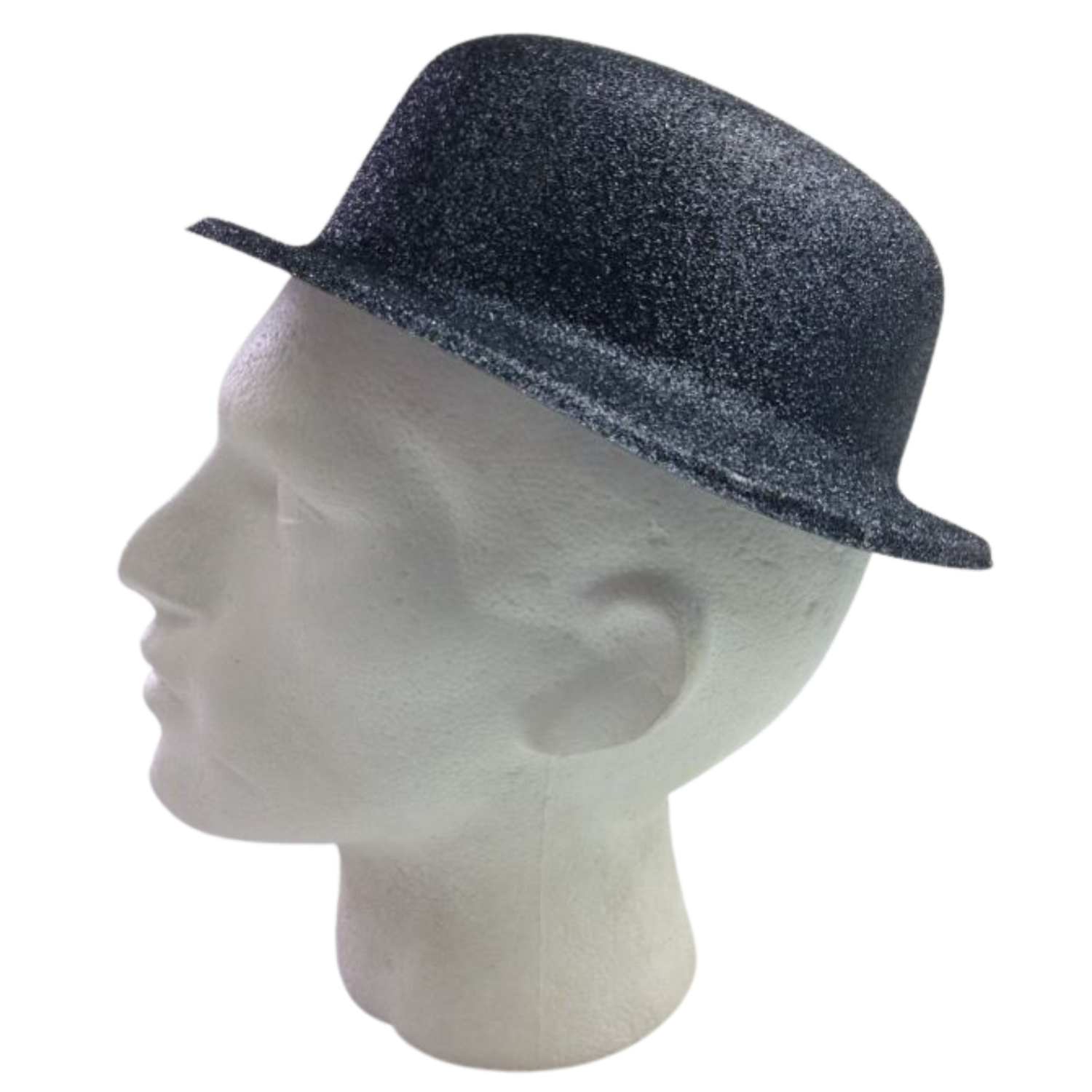 12x GLITTER BOWLER HAT Fancy Party Plastic Costume Cap Fun Dress Up Sparkle BULK - Black