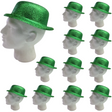 12x GLITTER BOWLER HAT Fancy Party Plastic Costume Cap Fun Dress Up Sparkle BULK - Green