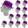 12x GLITTER BOWLER HAT Fancy Party Plastic Costume Cap Fun Dress Up Sparkle BULK - Purple