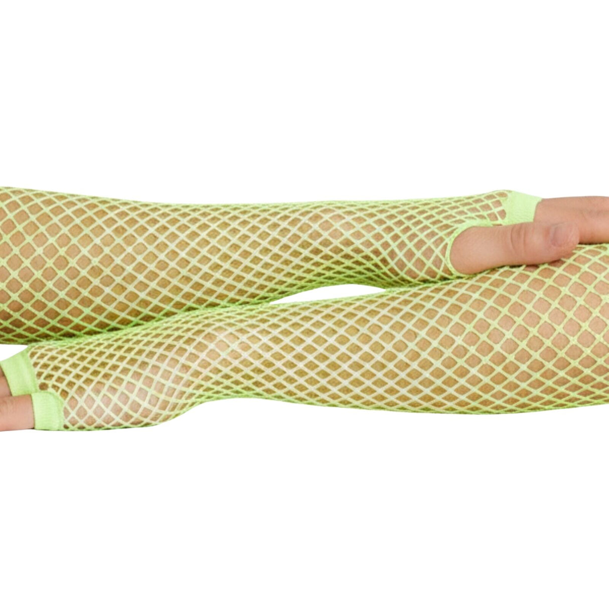 12 Pairs Yellow Long Fishnet Gloves Bulk Pack - Fingerless Elbow Length (70s & 80s Costume/Party)