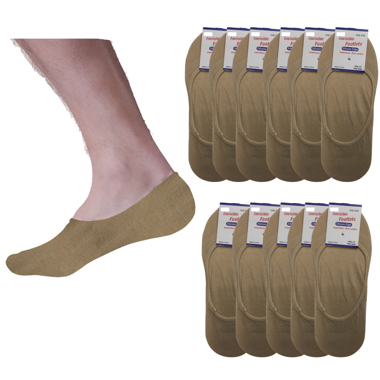 12 Pairs No Show Cotton Socks Bulk Pack - Black (Non Slip Low Cut Invisible Footlet Socks)
