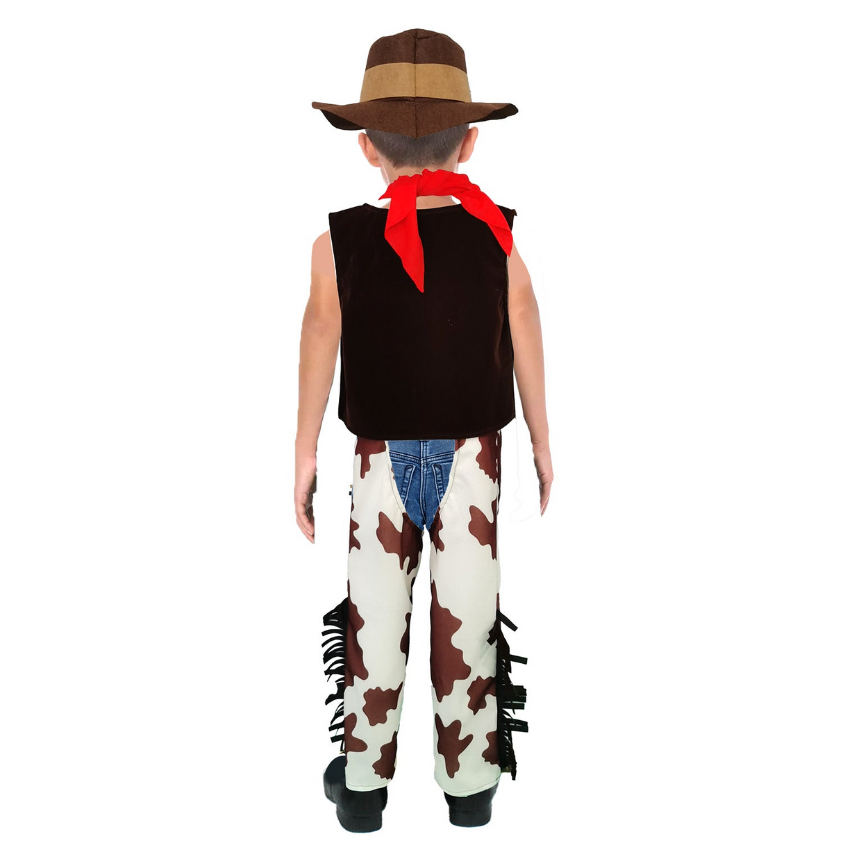 Kids Wild West Cowboy Costume Hat Vest Chaps Neckerchief Belt Dress-Up