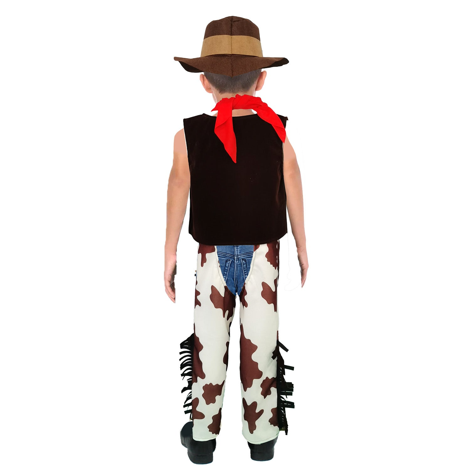 Kids Wild West Cowboy Costume Hat Vest Chaps Neckerchief Belt Dress-Up