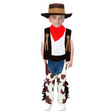 Kids Wild West Cowboy Costume Hat Vest Chaps Neckerchief Belt Dress-Up
