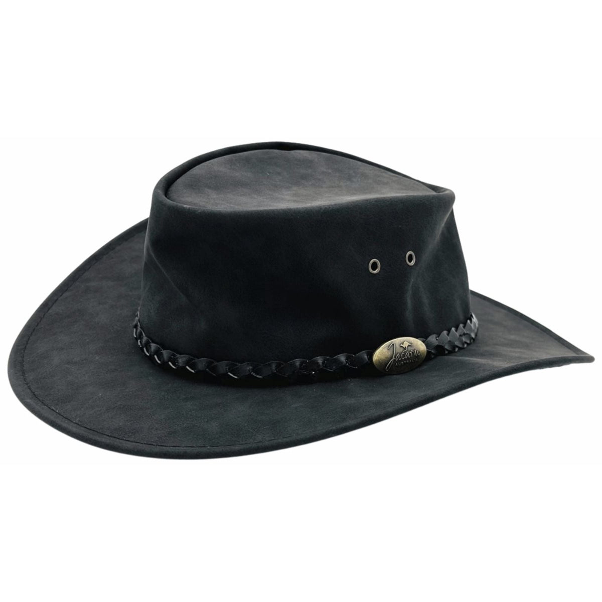 Jacaru 1301A Kids Vegan Leather Hat - Chin Strap & UPF 50+ (Child 52cm Made in Australia)