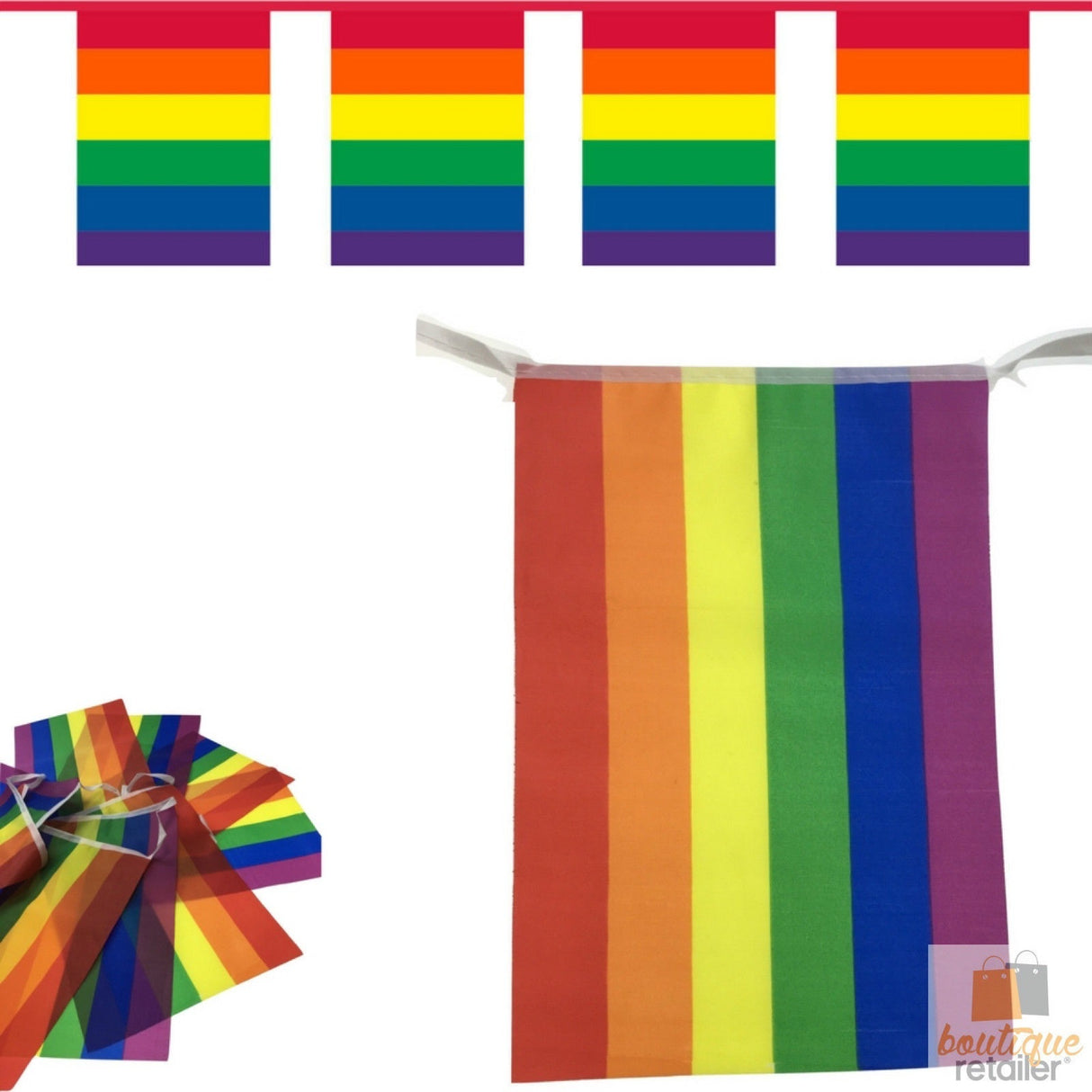 3.6m Rainbow Bunting Flag - Pride Banner/Market Stalls
