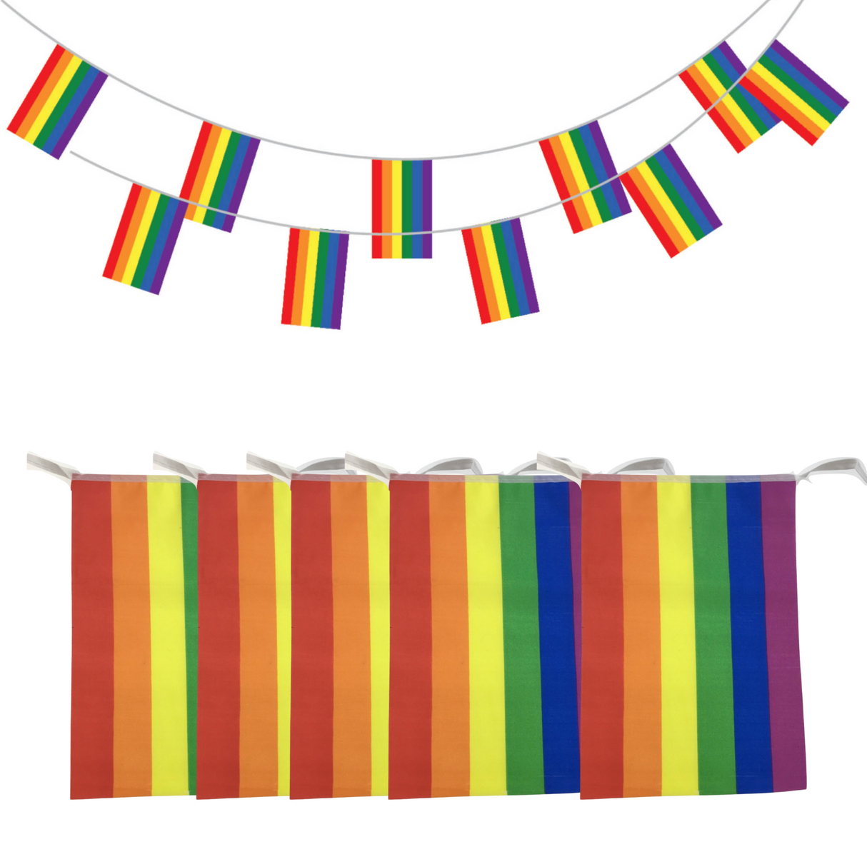 4x 3.6m Rainbow Bunting Flag Bulk - Pride Banner/Market Stalls