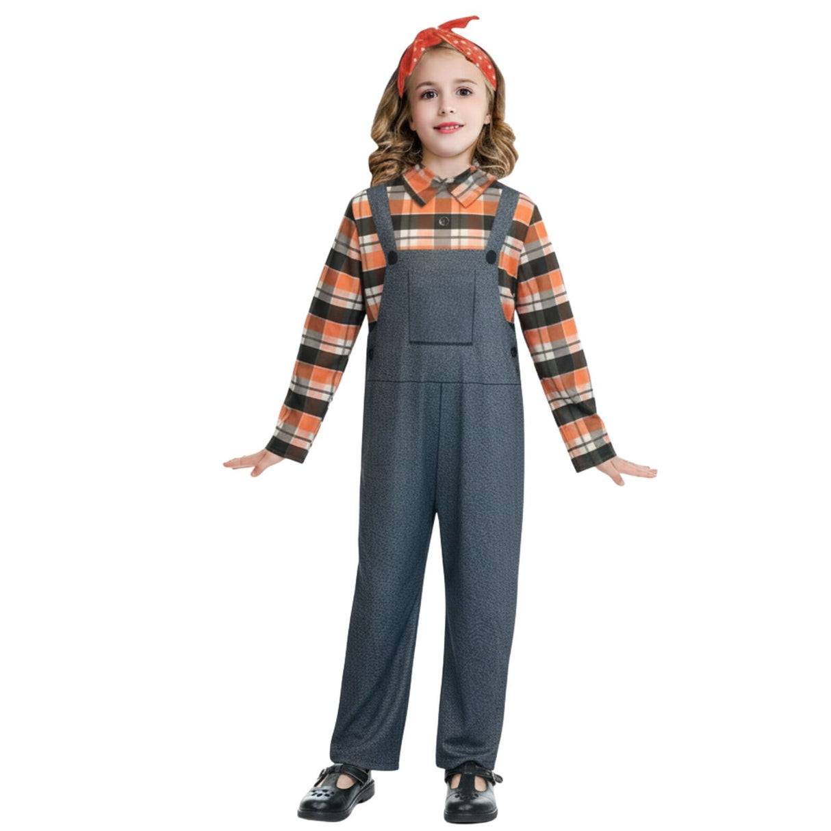 Kids Farmer Halloween Party Costume Childrens Overalls And Shirt Cosplay Outfit