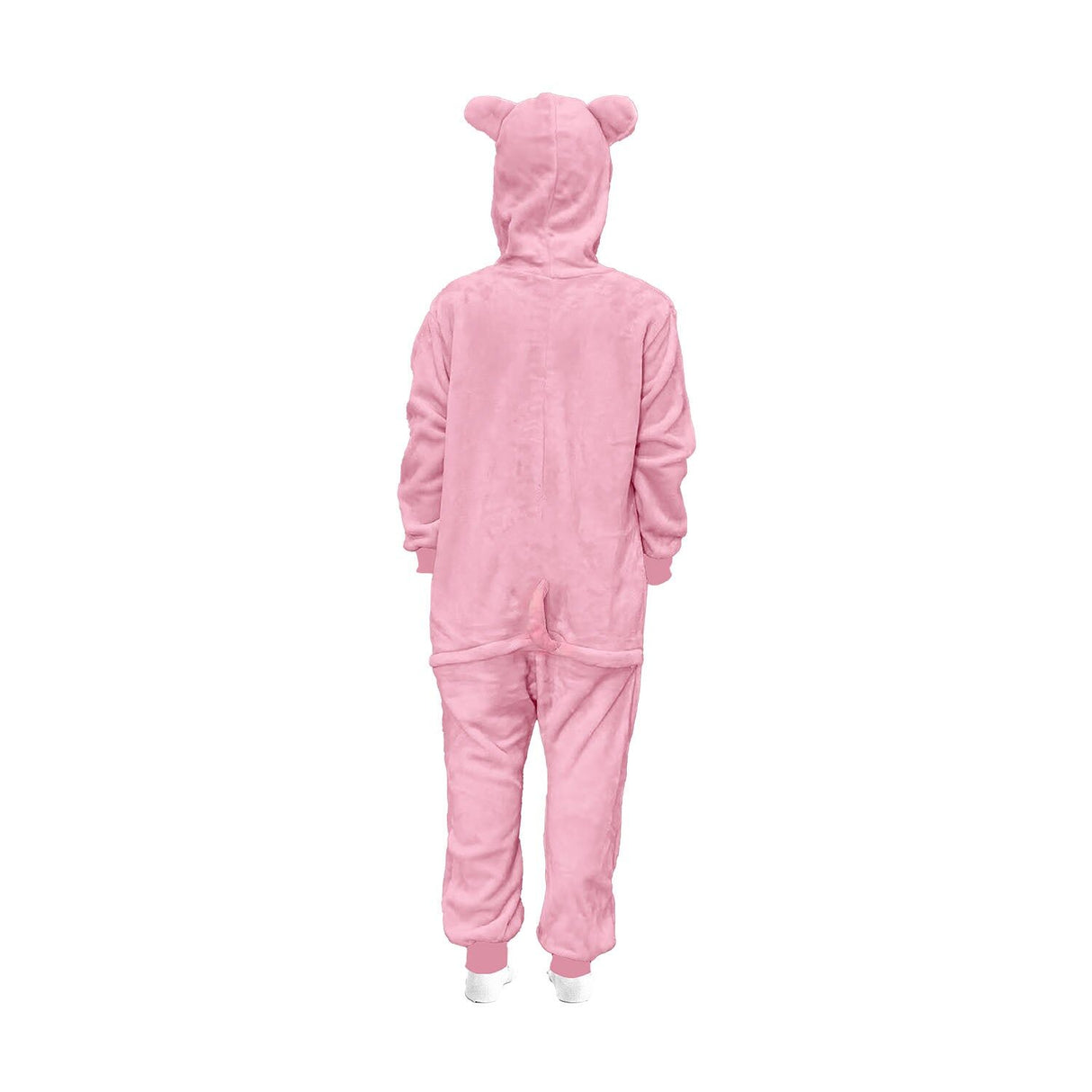 Kids Pink Piggy Bodysuit Costume - Childrens Hooded Animal Jumpsuit (6-9 & 10-12 Years)
