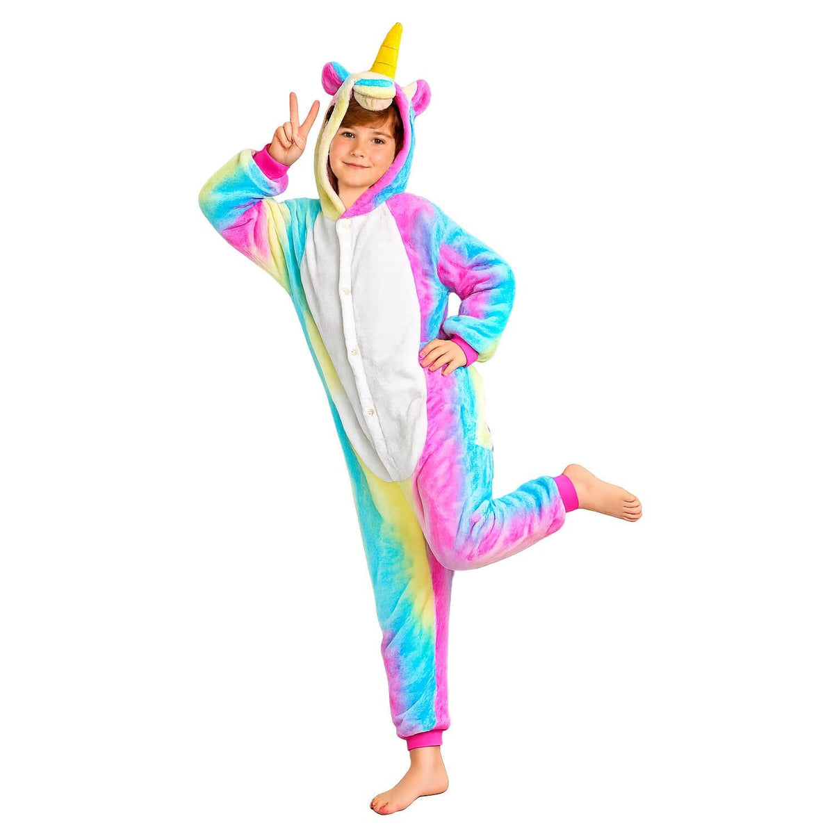 Unicorn One-Piece for Kids Pyjamas Kigurumi Girl Boy Rainbow Jumpsuit (Childrens)