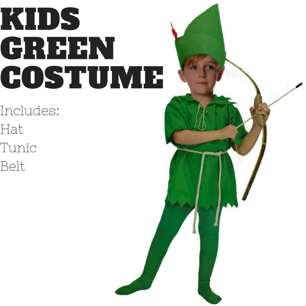 Boys Green Elf Costume - Forest/Nature (Kids Book Week & Halloween Fancy Dress)