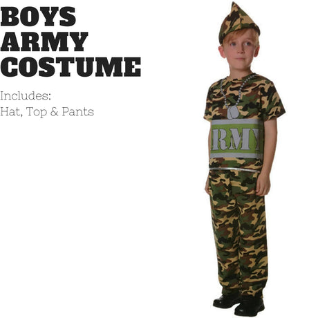 Boys ARMY Costume Kids Military Soldier Camouflage