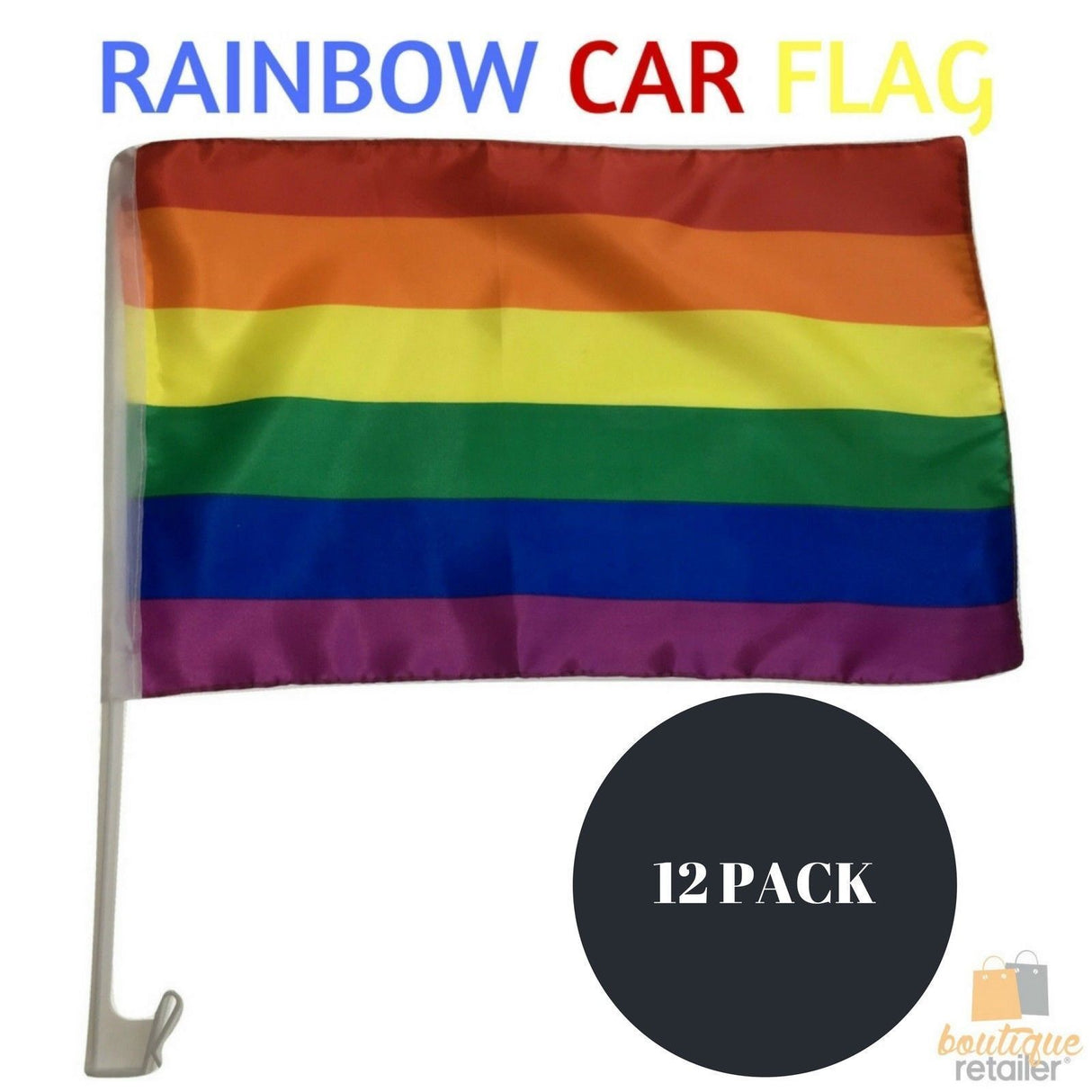 12x Rainbow Gay Pride Flag Bulk - Deluxe Outdoor Banner w/ Metal Eyelets (150x90cm)