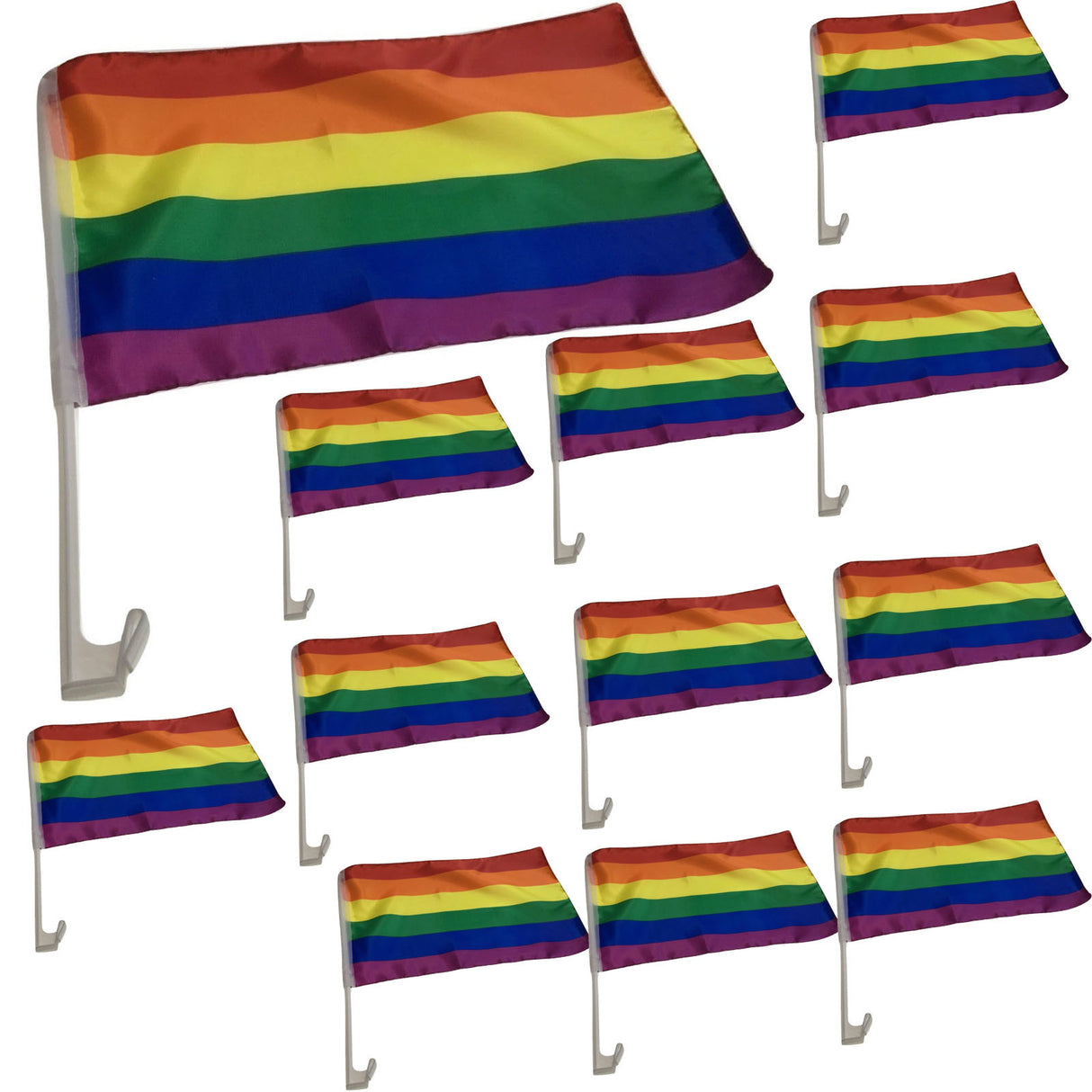 12x Rainbow Gay Pride Flag Bulk - Deluxe Outdoor Banner w/ Metal Eyelets (150x90cm)