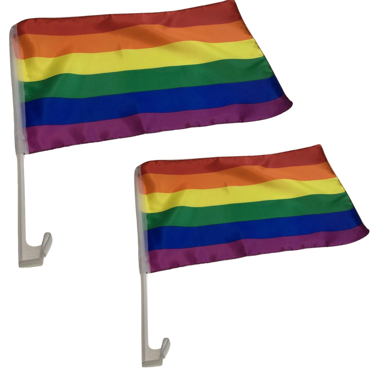 2x Rainbow Car Flag w/ Window Clip (30x45cm) for Gay Pride/LGBT Party