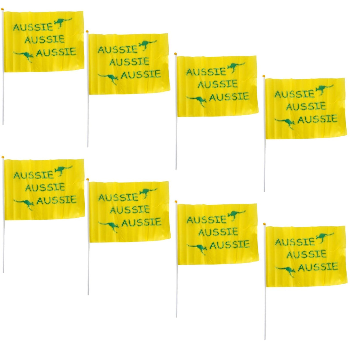 Aussie Hand Flags - 8 Pack (14x21cm) | Yellow Durable Australia Flag