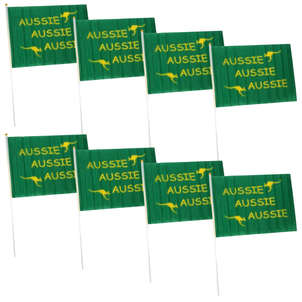 Aussie Hand Flags - 8 Pack (14x21cm) | Green Durable Australia Flag
