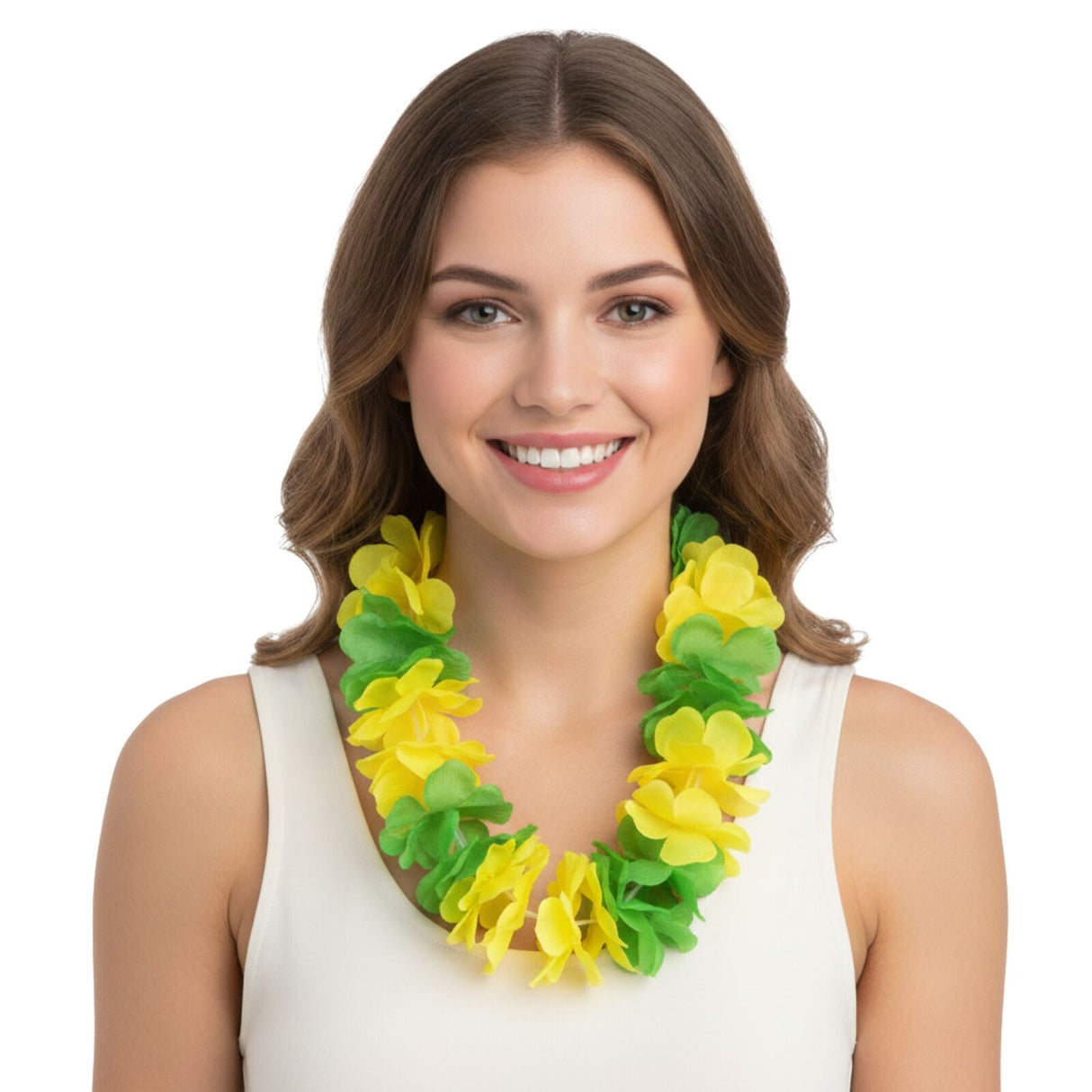 Green & Yellow Hawaiian Lei – Two-Tone Floral Necklace for Luau & Summer Parties Australia Day