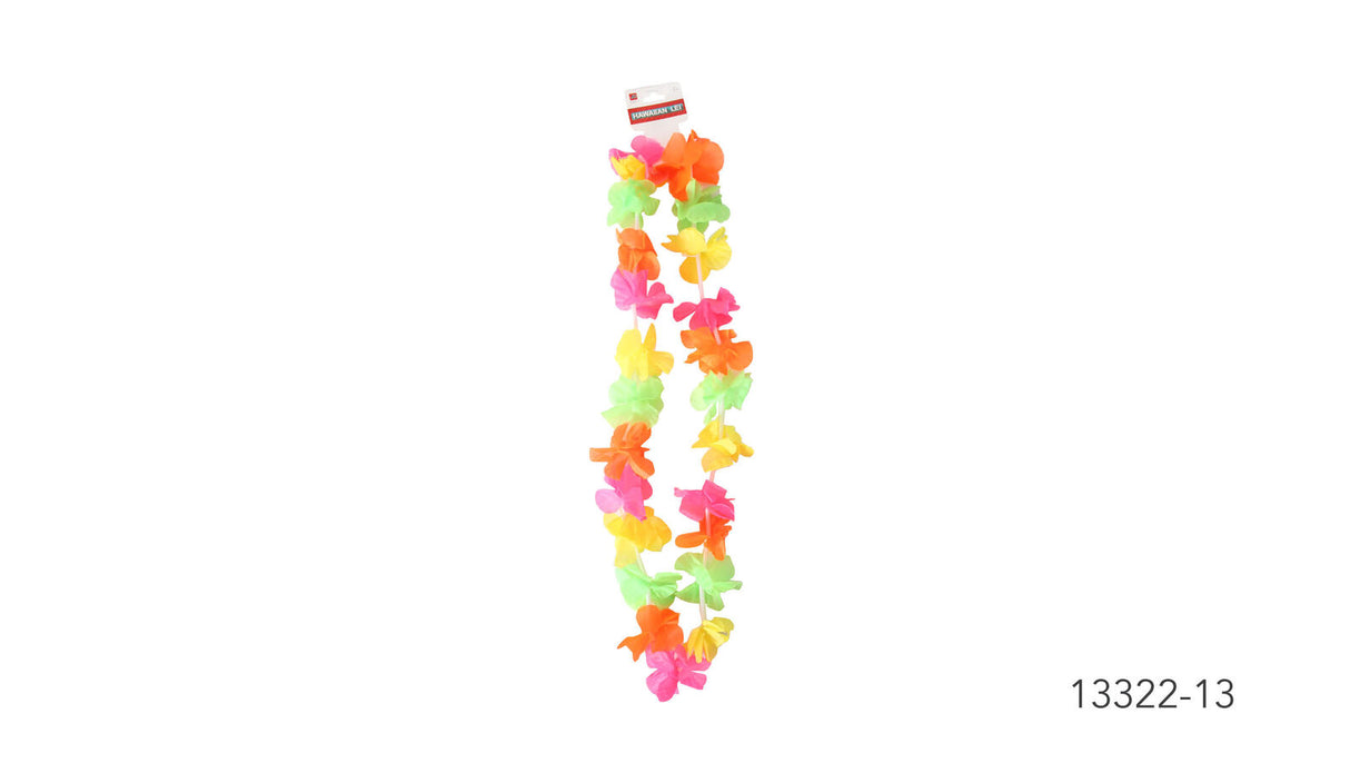40cm HAWAIIAN LEI - Tropical Beach Luau Party - Red/Yellow/Green Garland Flowers