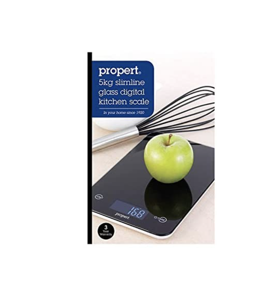 Propert 5kg Slimline Glass Soft Touch Digital Electronic Kitchen Scale - Black
