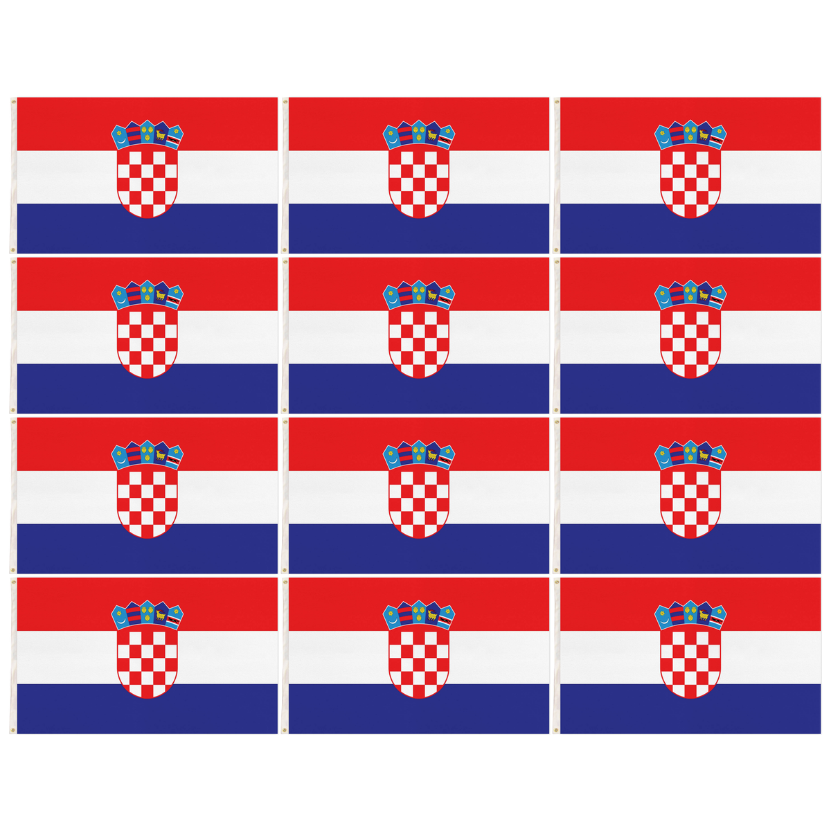 12x Croatia Country Flag Bulk Pack - Heavy Duty Hrvatska/Croatian Flag with Metal Eyelets (150cm x 90cm)