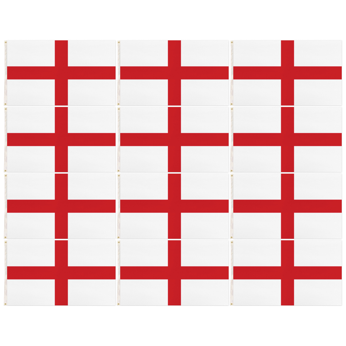 12x England Country Flag Bulk Pack - Heavy Duty St George's Cross English Flag with Metal Eyelets (150cm x 90cm)