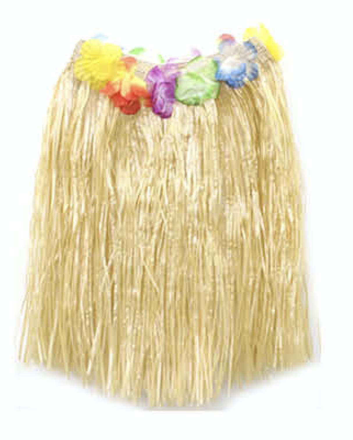 Womens 40cm Natural Hawaiian Hula Skirt - Tropical Grass/Lei (Fancy Dress/Luau Party)
