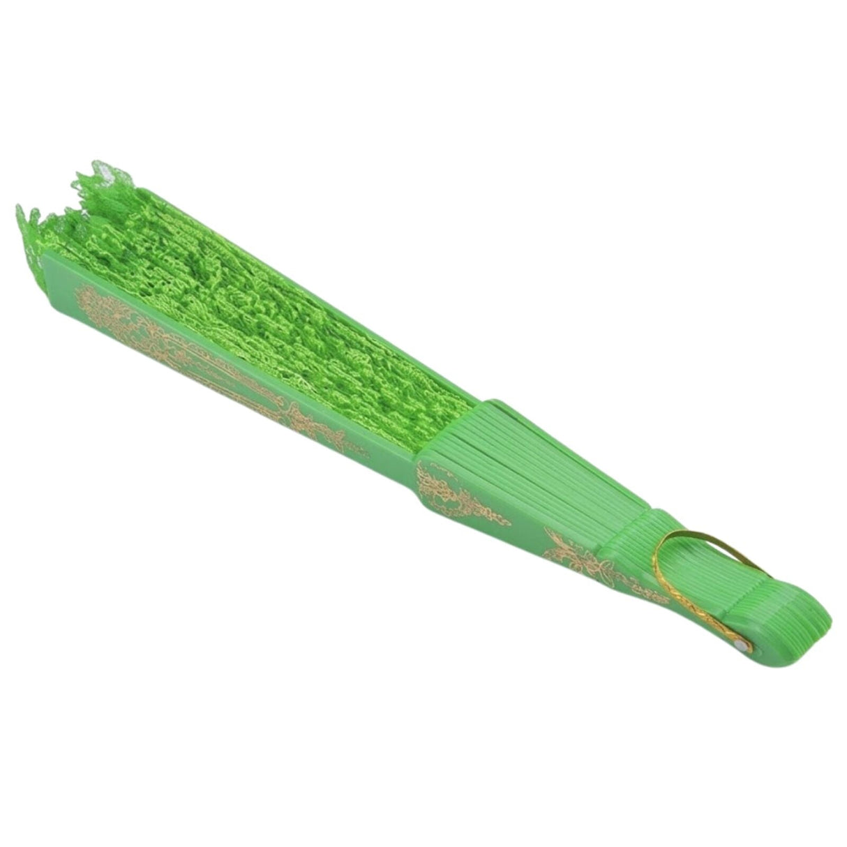 Green Lace Hand Fan - Folding Spanish Flamenco Costume/Vintage Wedding Accessory