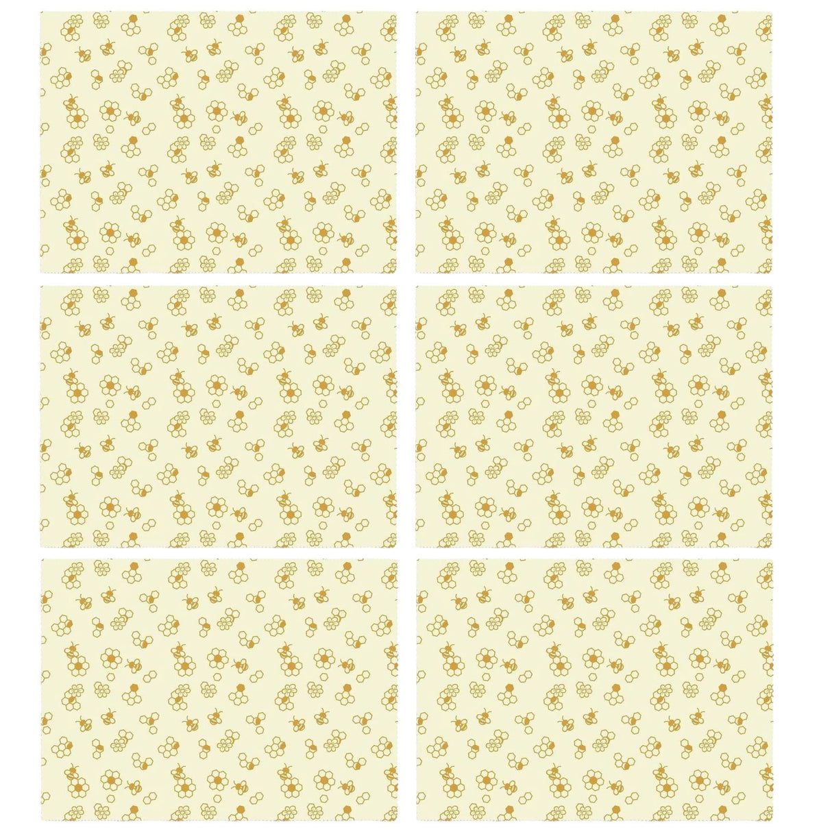 6x Karlstert Natural Beeswax Honeycomb Food Wrap Bulk Pack - Honeybee Print (43 x 58.5cm)