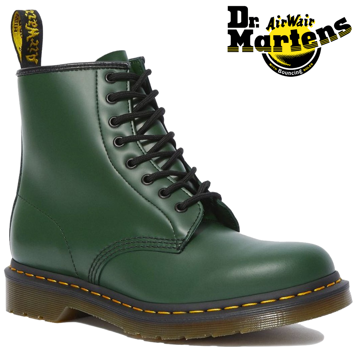 Dr. Martens 1460 Smooth Leather Womens 8 Eye Lace up Boots - Green