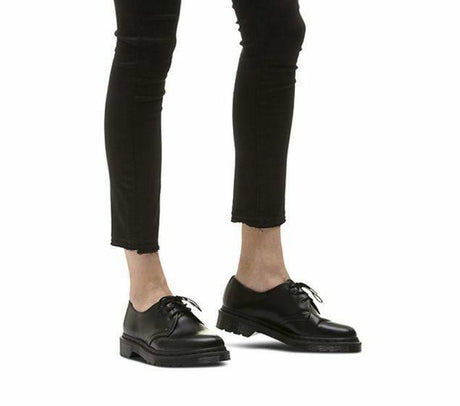 Dr. Martens Mono Smooth Flats Women's Lace-Up Shoes - Black