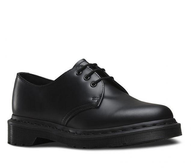 Dr. Martens Mono Smooth Flats Women's Lace-Up Shoes - Black