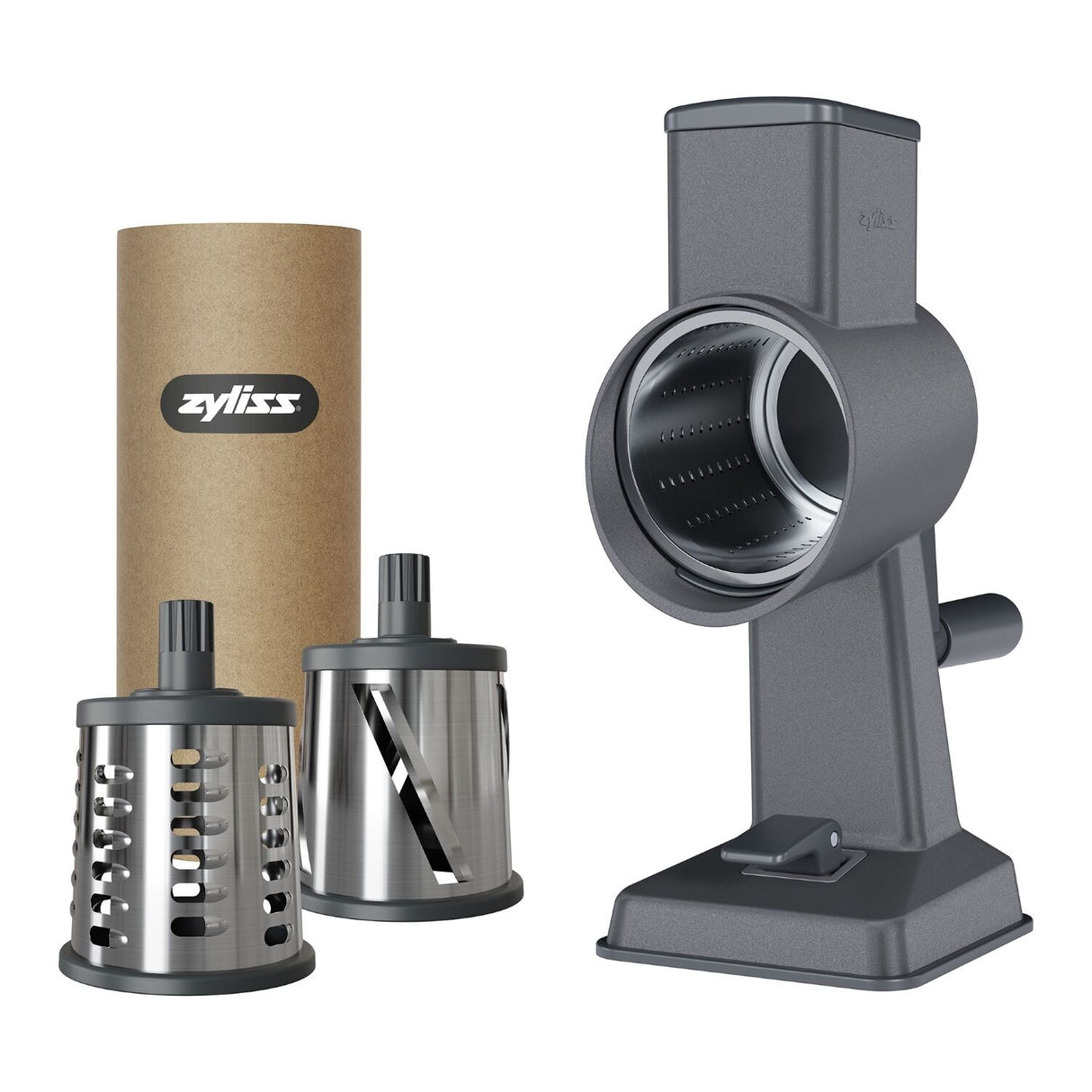 Zyliss Gourmet Drum Grater 3 Stainless Steel Drums with Suction Base