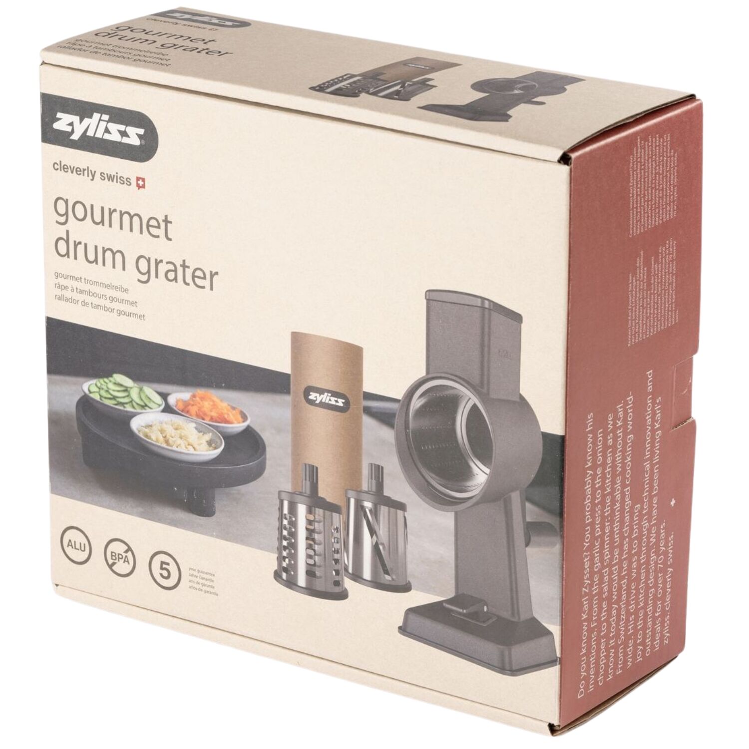 Zyliss Gourmet Drum Grater 3 Stainless Steel Drums with Suction Base