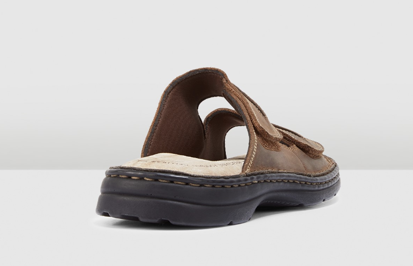 Hush Puppies Slider Mens Leather Adjustable Strap Sandals Slippers Shoes - Brown