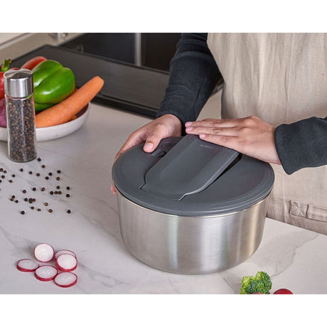Zyliss Swift Dry Salad Spinner Stainless Steel AquaVent One-Hand Pump - Small